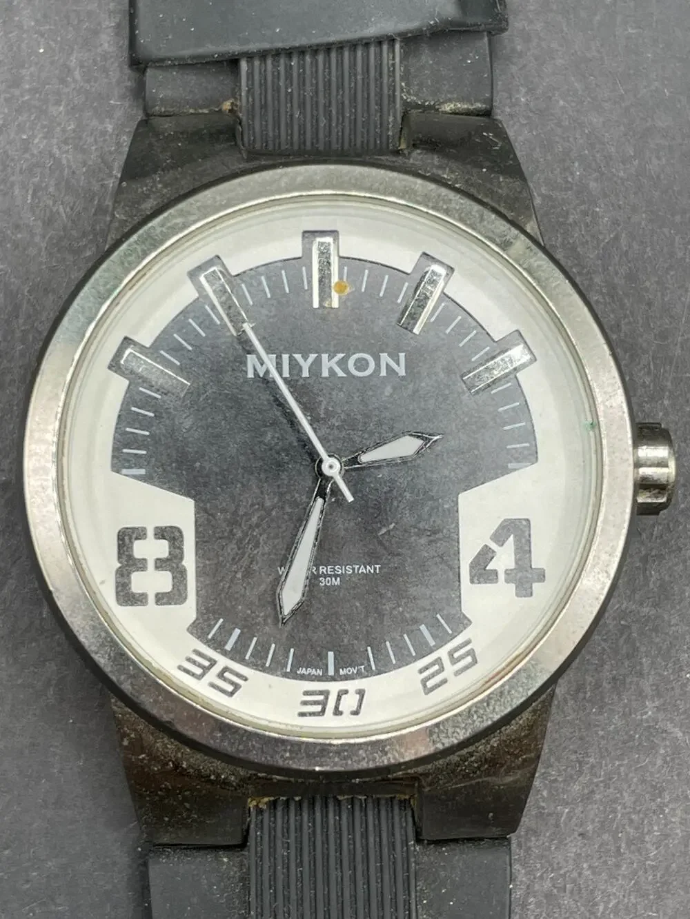 Miykon Men's Quartz Sport Style Watch Rubber Strap Black 47.6mm B2A38-3061